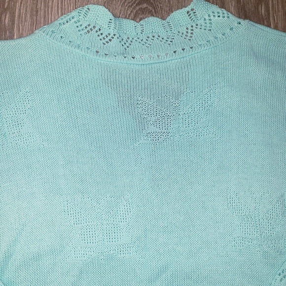 Vintage Adele Knitwear Crochet Grandma Sweater V-Neck 1980's Butterfly Print XL? - Picture 10 of 12